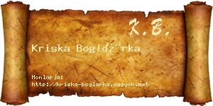Kriska Boglárka névjegykártya